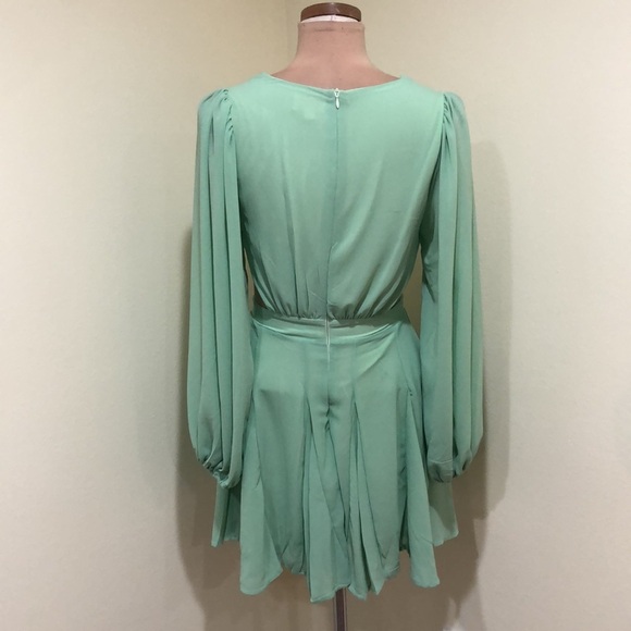 Francesca’s Collection Pink Lily Dress Size Small Mint Green Cutout Sides - Picture 6 of 11